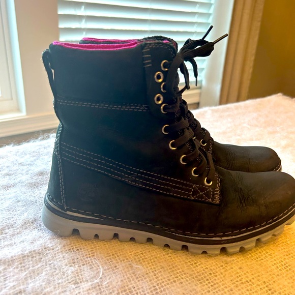 Timberland EarthKeepers Brookton Black Leather 6" Shaft Ankle Boots Size 7 - Picture 1 of 10